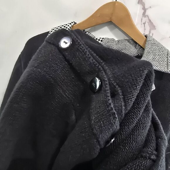 Storybook Knits Sweater Womens Large Black Houndstooth Striped Artsy Blazer - Picture 9 of 11